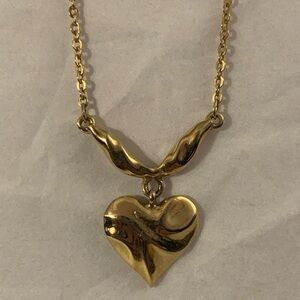 Vintage Gold Toned Heart Necklace